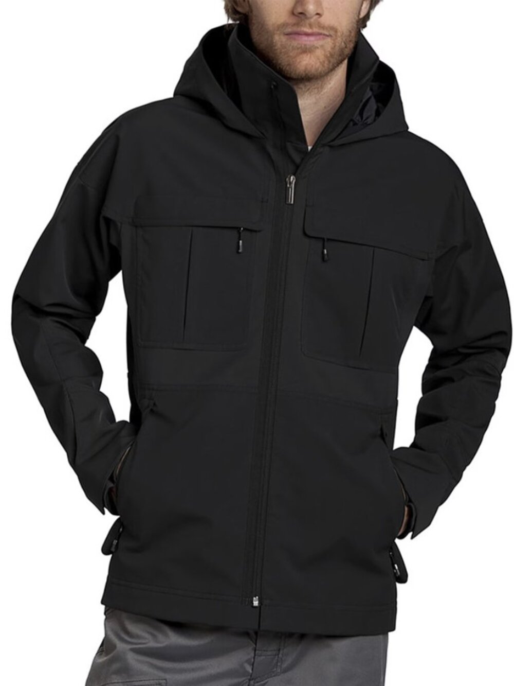 Nau Black Outdoor Hooded Softshell Jacket Size M